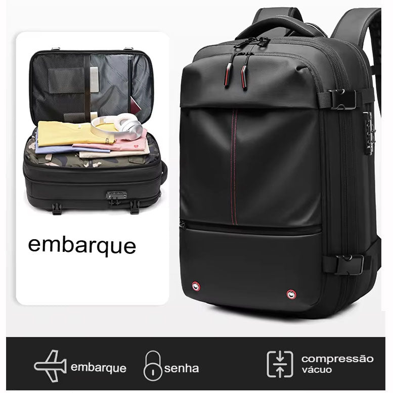 Mochila de Viagem com Cadeado e Compressão a Vácuo - Trezzi™