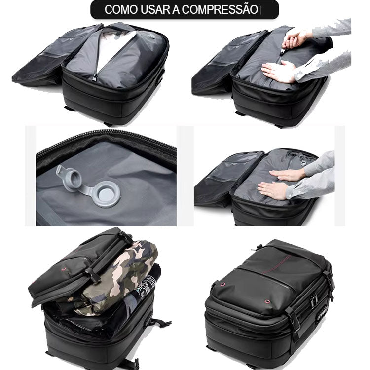 Mochila de Viagem com Cadeado e Compressão a Vácuo - Trezzi™
