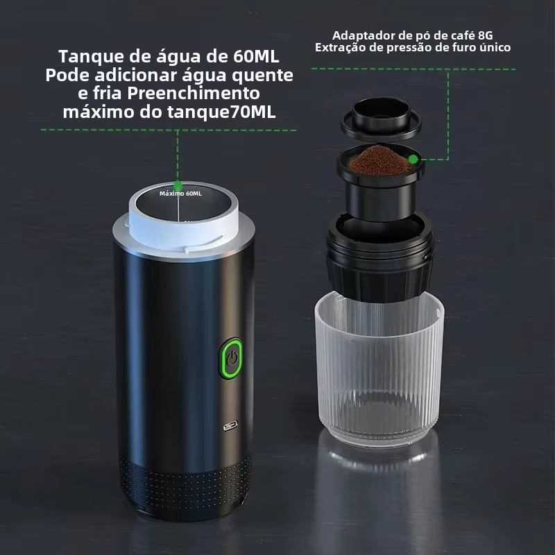 Cafeteira Portátil 3 em 1 para Cápsulas e Café Moído - Trezzi™